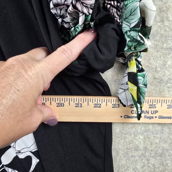 Alfani Womens 2X Black Floral Print Top With Tie Sleeves Polyester & Spandex - Picture 7 of 7